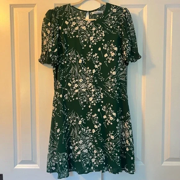 Reformation Green Floral Mini Dress - Picture 2 of 16